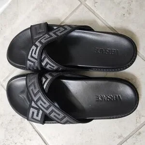 Versace | Shoes | Versace Black Slide Sandals With Greek Key  display picture 1